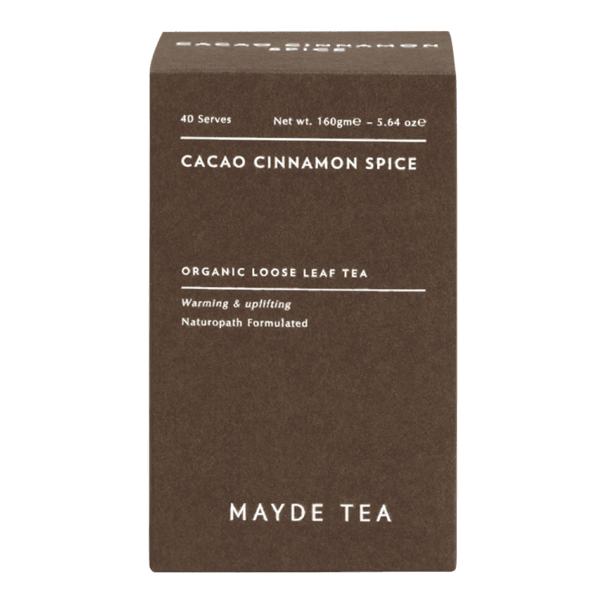 <img src='https://images.vital.ly/tr:w-1200,c-at_max,dpr-2,q-100/Mayde_tea_Cacao_Cinnamon_Spice_5.64_oz.png' />