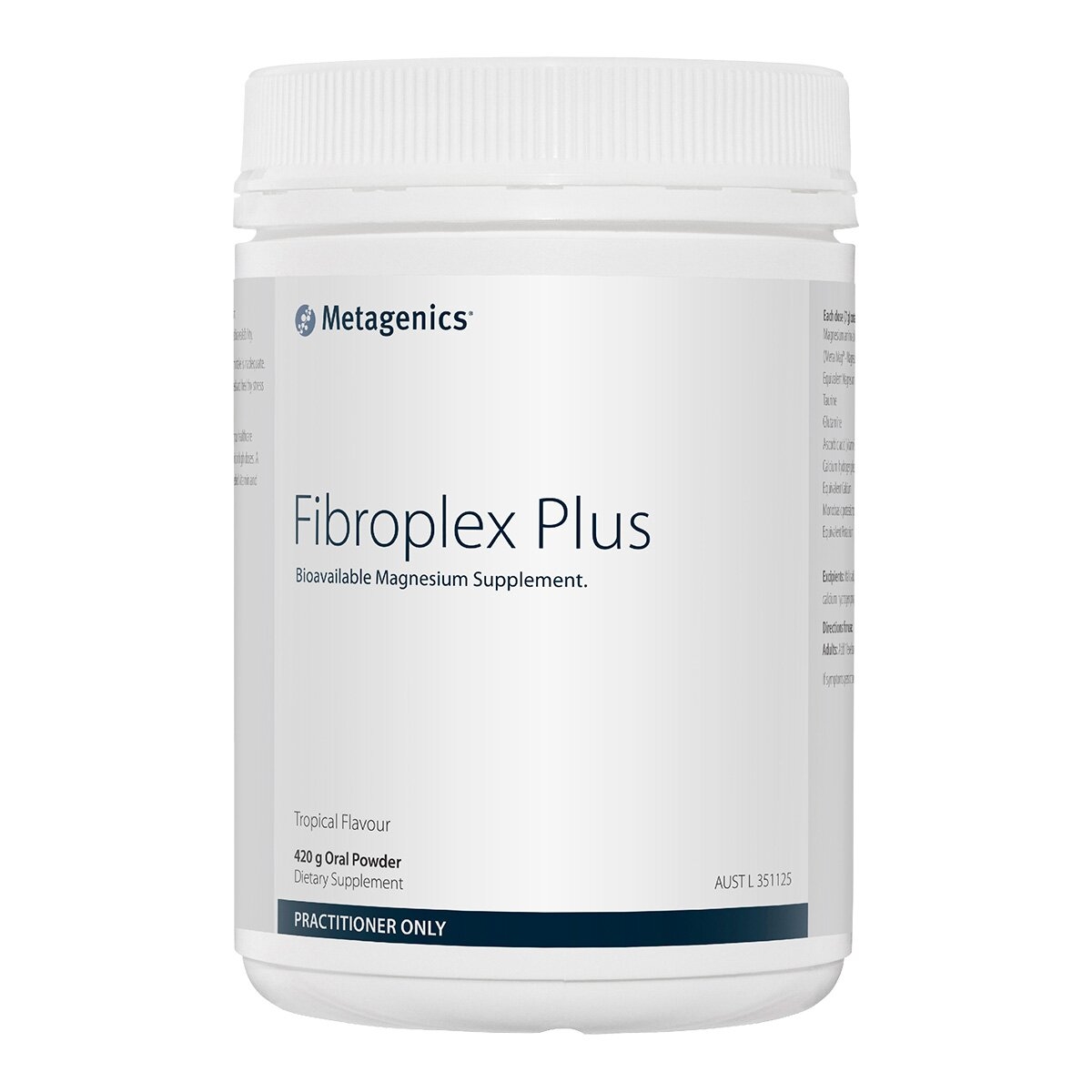 <img src='https://images.vital.ly/tr:w-1200,c-at_max,dpr-2,q-100/Metagenics_Fibroplex_Plus_Oral_Powder_420g_Tropical.jpg' />