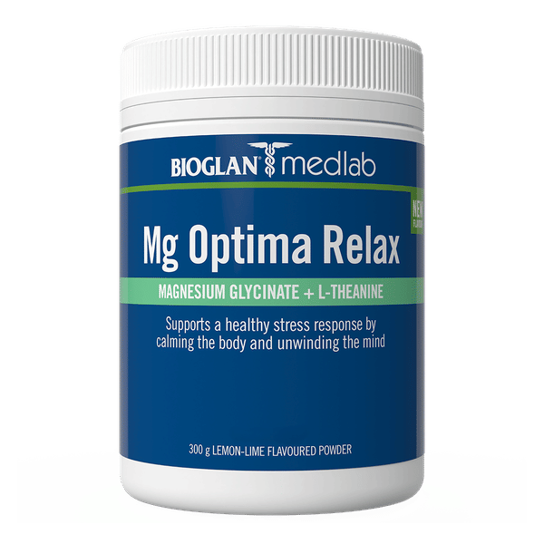 <img src='https://images.vital.ly/tr:w-350,c-at_max,dpr-2,q-100/Bioglan_Medlab_Mg_Optima_Relax_300g_Lemon_Lime_Flavour.png' /> Mg Optima Relax