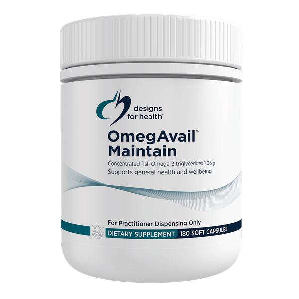 <img src='https://images.vital.ly/tr:w-350,c-at_max,dpr-2,q-100/Designs_for_Health_OmegAvail_Maintain_180_Capsules.png' /> OmegAvail Maintain