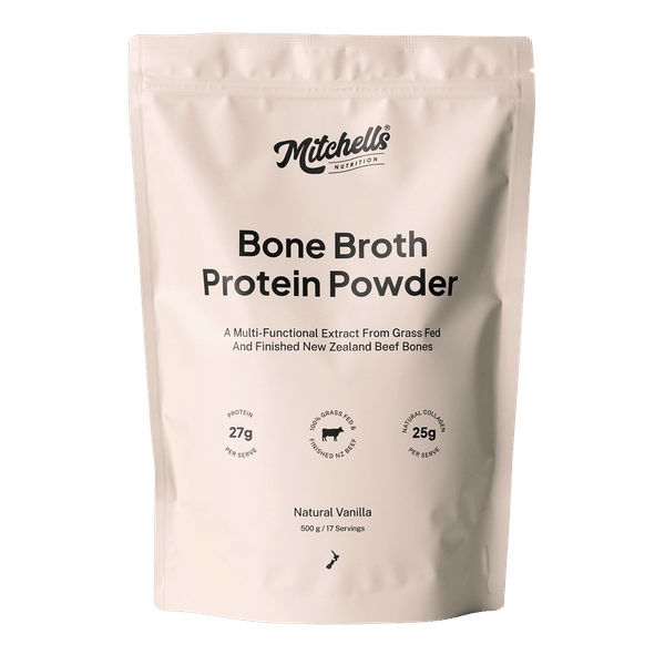 <img src='https://images.vital.ly/tr:w-350,c-at_max,dpr-2,q-100/Mitchells_Nutrition_Bone_Broth_Protein_Powder_500_g_Natural_Vanilla.png' /> Bone Broth Protein Powder