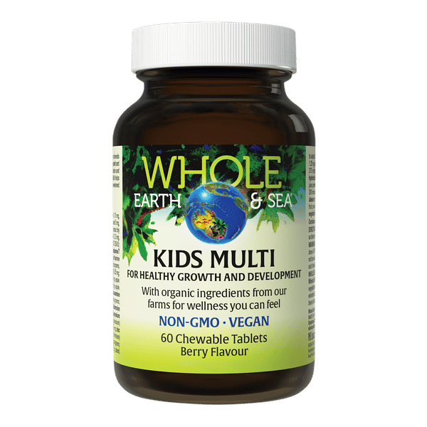 <img src='https://images.vital.ly/tr:w-350,c-at_max,dpr-2,q-100/Whole_Earth_and_Sea_Kids_Multi_60_Chewable_Tablets_Berry_Flavour.png' /> Kids Multi