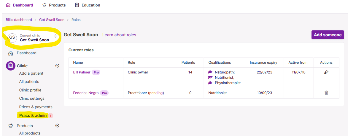 switch between clinics
